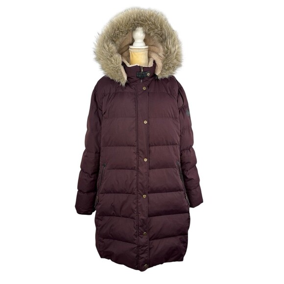 Ralph Lauren women's Faux-Fur-Trim Hooded Down Puffer Coat Burgundy Plus Size 3X - Picture 4 of 16